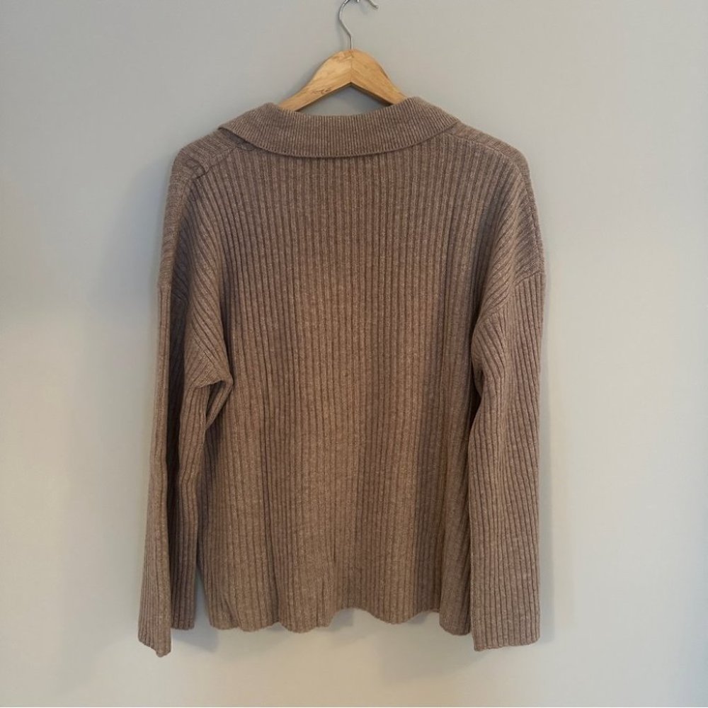 Reformation Fantino Cashmere Collared Cardigan in Oatmeal Beige - size S - Picture 6 of 9